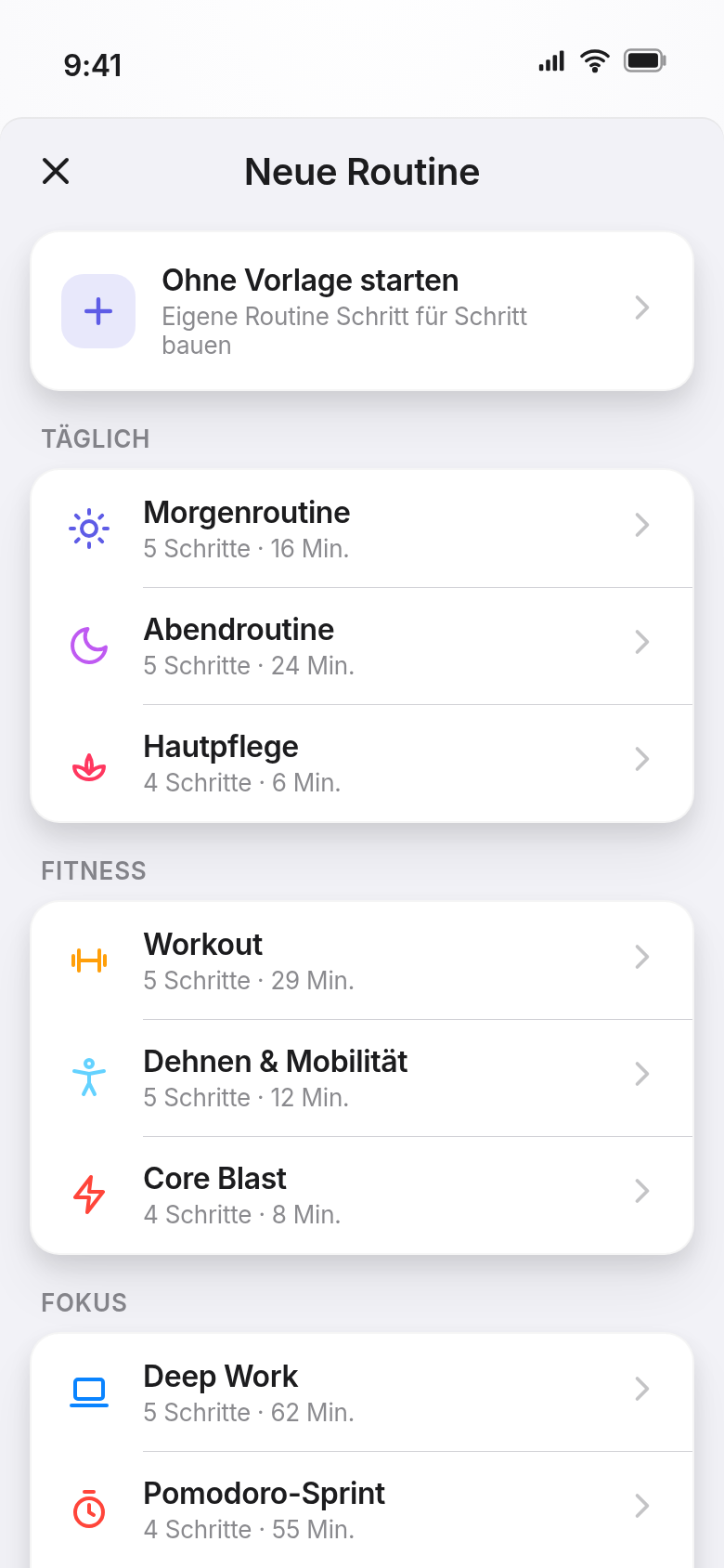 Startklar in zwei Minuten.